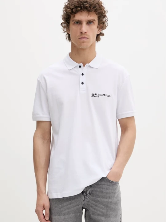 Zdjęcie produktu Karl Lagerfeld Jeans polo męskie bawełniane biały