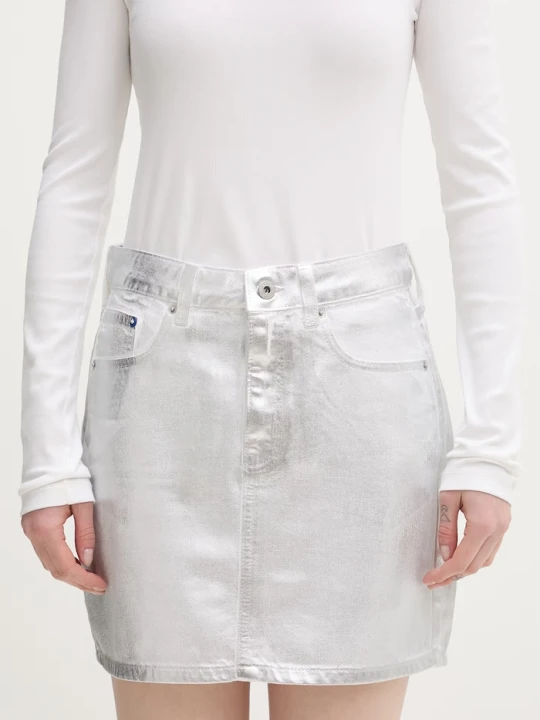 Zdjęcie produktu Karl Lagerfeld Jeans spódnica bawełniana srebrny