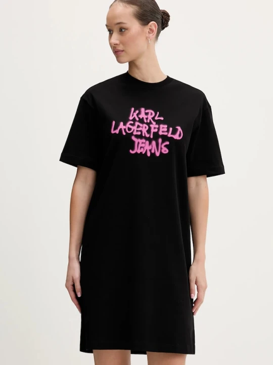 Zdjęcie produktu Karl Lagerfeld Jeans sukienka bawełniana czarny