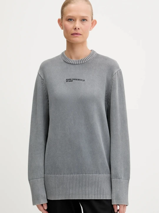 Zdjęcie produktu Karl Lagerfeld Jeans sweter bawełniany szary