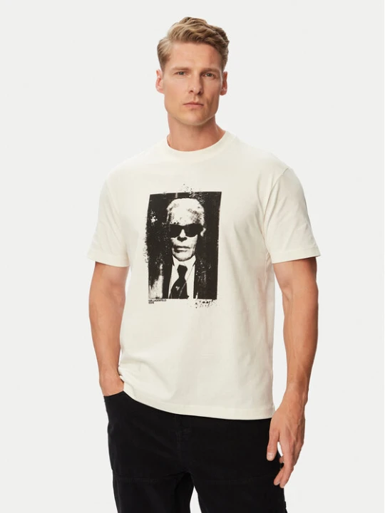 Zdjęcie produktu Karl Lagerfeld Jeans T-Shirt B3M17006 Kremowy Regular Fit