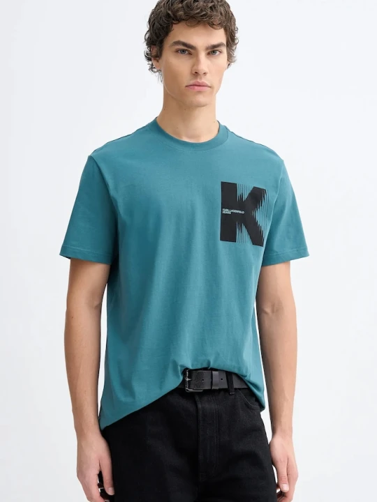 Zdjęcie produktu Karl Lagerfeld Jeans t-shirt bawełniany turkusowy