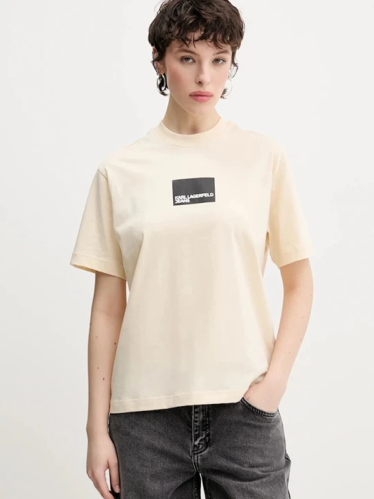 Zdjęcie produktu Karl Lagerfeld Jeans t-shirt bawełniany beżowy