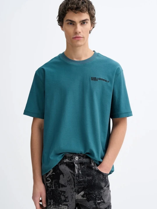 Zdjęcie produktu Karl Lagerfeld Jeans t-shirt bawełniany turkusowy