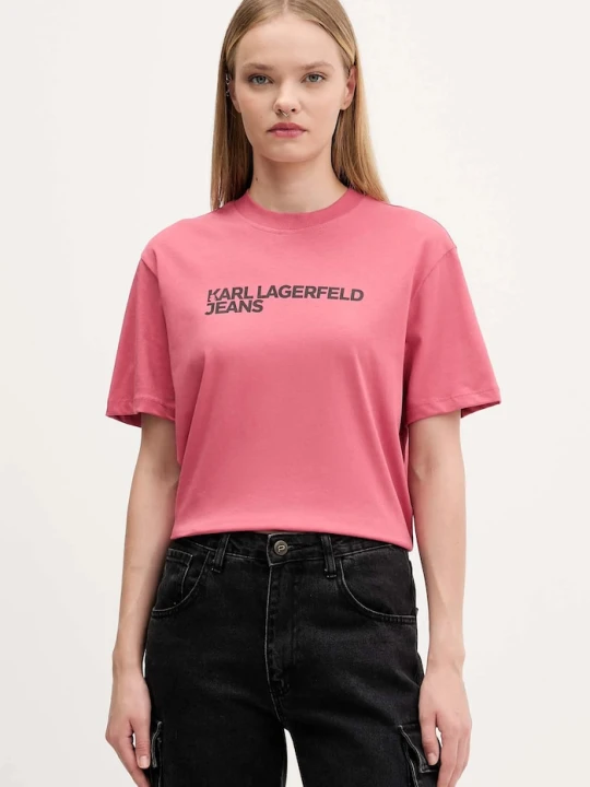 Zdjęcie produktu Karl Lagerfeld Jeans t-shirt damski bawełniany pomarańczowy