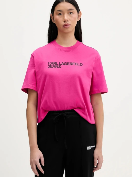 Zdjęcie produktu Karl Lagerfeld Jeans t-shirt damski bawełniany różowy