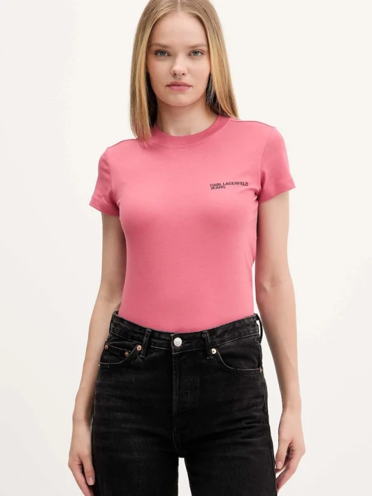 Zdjęcie produktu Karl Lagerfeld Jeans T-shirt damski bawełniany pomarańczowy