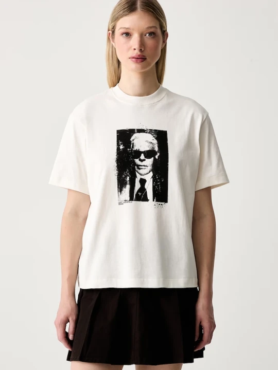 Zdjęcie produktu Karl Lagerfeld Jeans T-shirt damski bawełniany beżowy