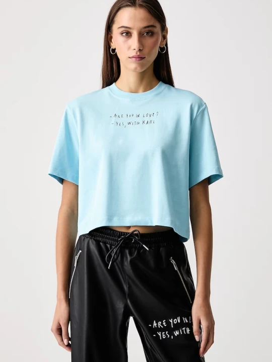 Zdjęcie produktu Karl Lagerfeld Jeans T-shirt damski bawełniany x Pietro Terzini niebieski