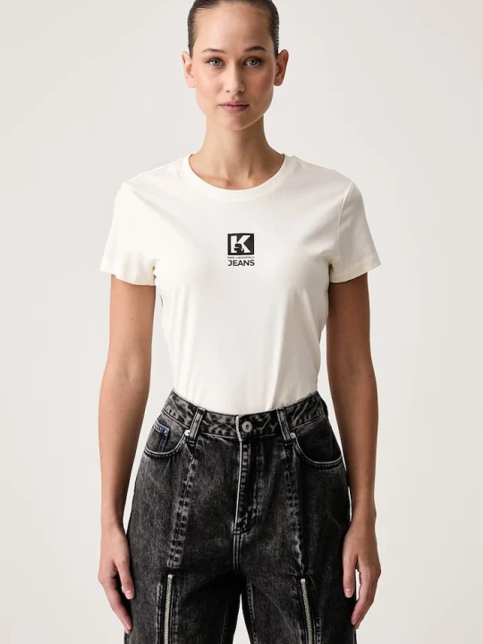 Zdjęcie produktu Karl Lagerfeld Jeans T-shirt damski z modalem beżowy