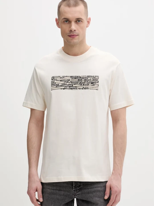 Zdjęcie produktu Karl Lagerfeld Jeans T-shirt męski bawełniany beżowy