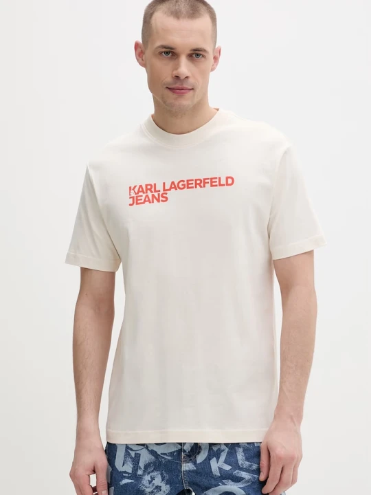 Zdjęcie produktu Karl Lagerfeld Jeans T-shirt męski bawełniany beżowy