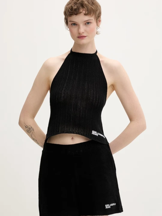 Zdjęcie produktu Karl Lagerfeld Jeans top damski bawełniany czarny