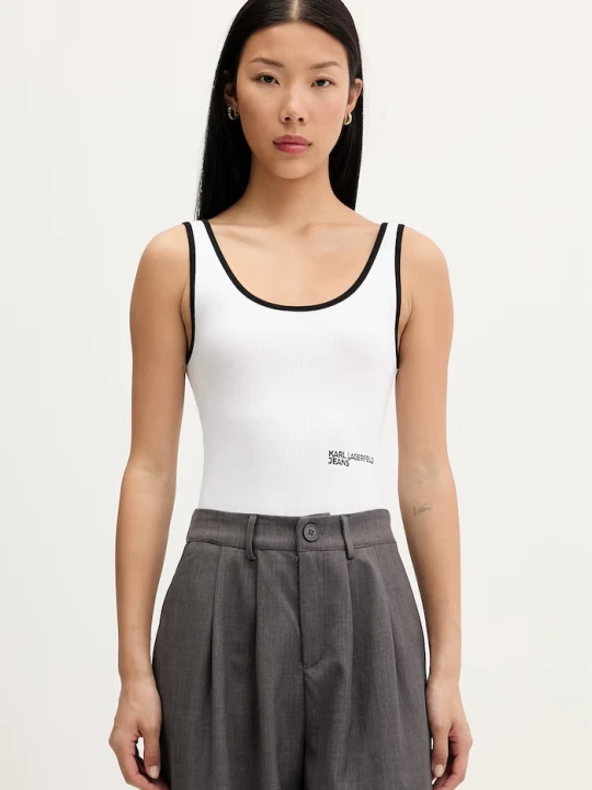 Zdjęcie produktu Karl Lagerfeld Jeans top damski z bawełną biały