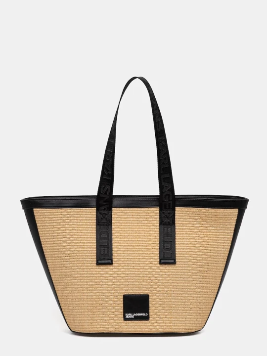 Zdjęcie produktu Karl Lagerfeld Jeans torebka shopper damska pleciona beżowy