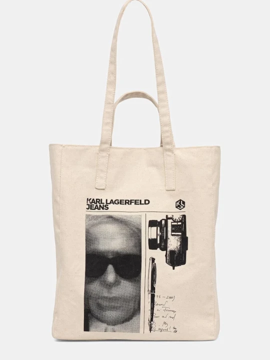 Zdjęcie produktu Karl Lagerfeld Jeans torebka tote damska bawełniana beżowy