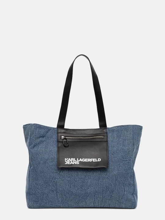 Zdjęcie produktu Karl Lagerfeld Jeans torebka shopper damska bawełniana niebieski
