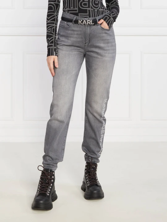 Zdjęcie produktu Karl Lagerfeld Jeansy rhinestone logo jeans | Straight fit szary