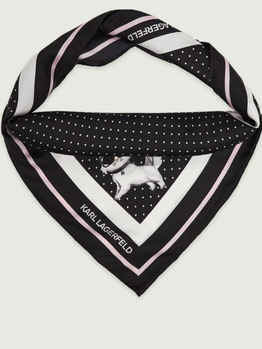 Zdjęcie produktu Karl Lagerfeld Jedwabna chusta Ikon czarny