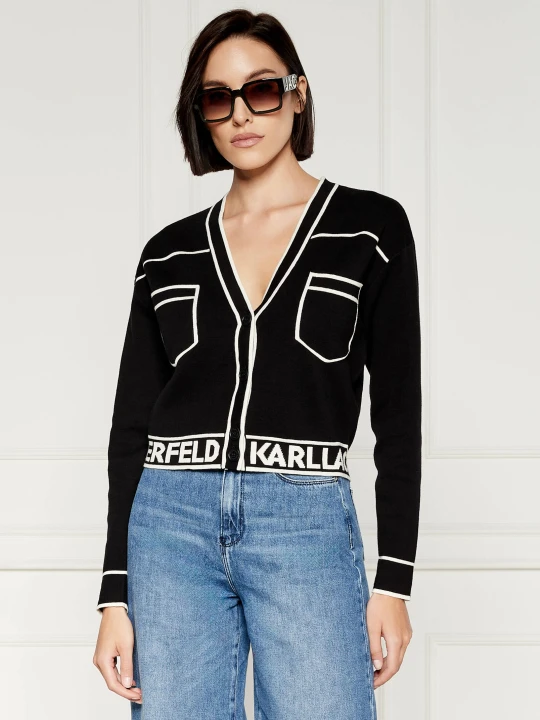 Zdjęcie produktu Karl Lagerfeld Kardigan | Regular Fit | z dodatkiem wełny czarny