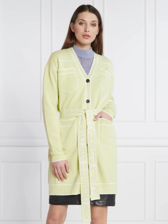 Zdjęcie produktu Karl Lagerfeld Kardigan | Regular Fit | z dodatkiem wełny limonkowy