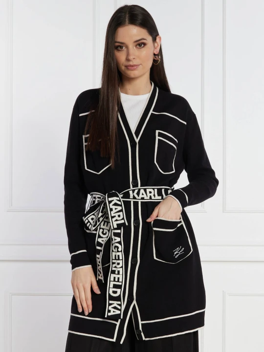 Zdjęcie produktu Karl Lagerfeld Kardigan | Relaxed fit | z dodatkiem wełny czarny