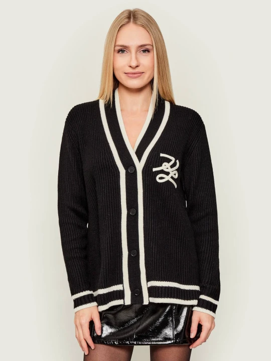 Zdjęcie produktu Karl Lagerfeld Kardigan Soutache autograph | z dodatkiem wełny czarny