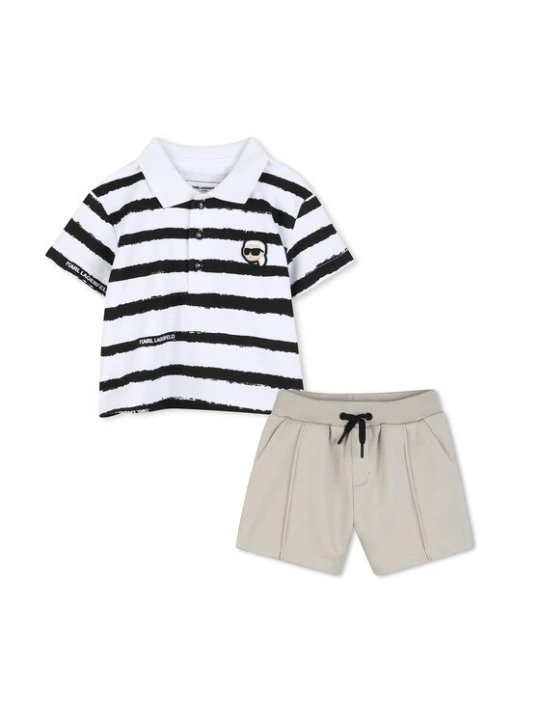 Zdjęcie produktu Karl Lagerfeld Kids Komplet polo i spodenki Z31068 M Beżowy Regular Fit