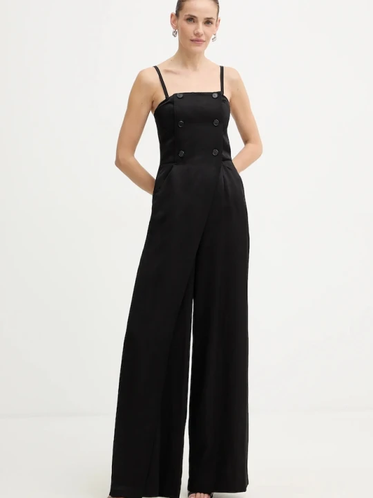 Zdjęcie produktu Karl Lagerfeld kombinezon z dodatkiem lnu TAILORED JUMPSUIT czarny