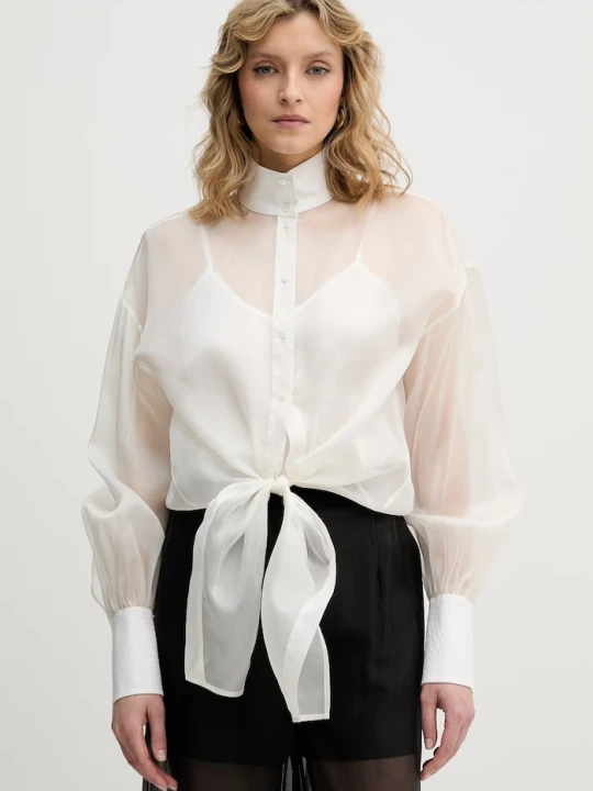 Zdjęcie produktu Karl Lagerfeld koszula damska z jedwabiem Karl Lagerfeld Studio biały