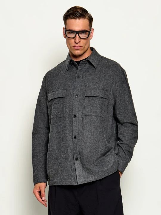 Zdjęcie produktu Karl Lagerfeld Koszula | Loose fit | z dodatkiem wełny grafitowy