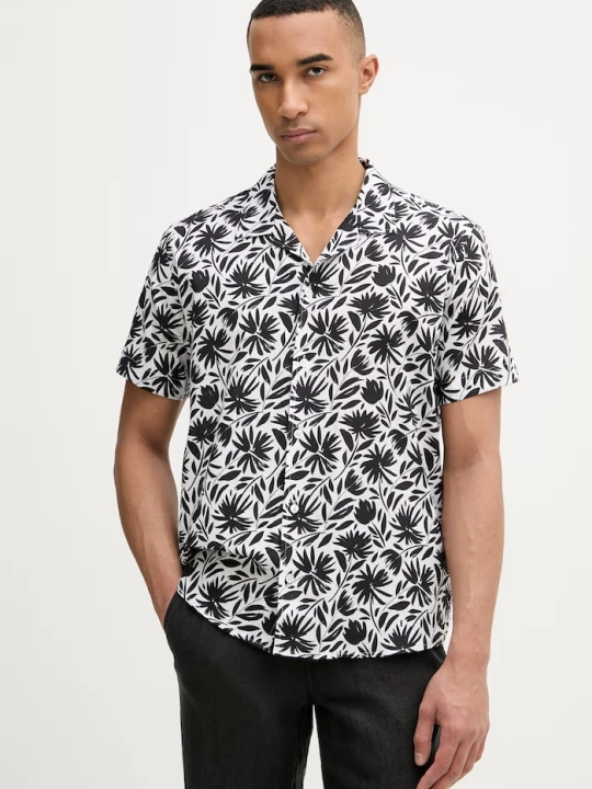 Zdjęcie produktu Karl Lagerfeld koszula męska z lnu MODERN FIT 1/2 czarny