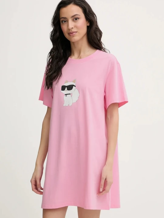Zdjęcie produktu Karl Lagerfeld koszulka nocna IKON różowy