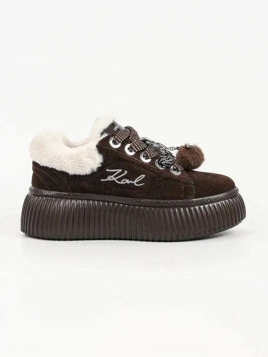 Zdjęcie produktu Karl Lagerfeld Kreeper sneakersy damskie zamszowe brązowy
