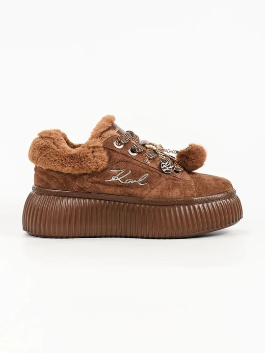 Zdjęcie produktu Karl Lagerfeld Kreeper sneakersy damskie zamszowe brązowy