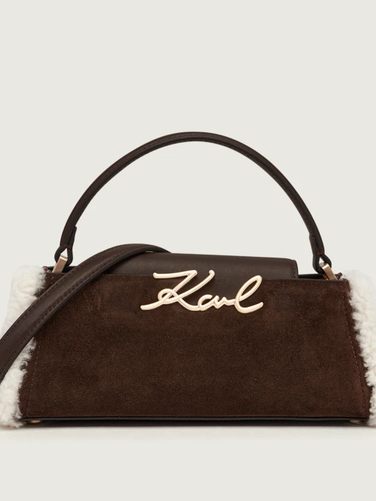 Zdjęcie produktu Karl Lagerfeld Kuferek K / Signature | zamsz | shearling brązowy
