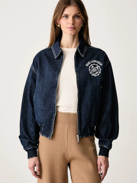 Zdjęcie produktu Karl Lagerfeld kurtka jeansowa damska bawełniana IKON granatowy