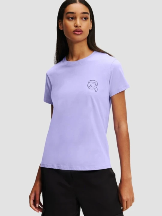 Zdjęcie produktu KARL LAGERFELD Lawendowy damski t-shirt Ikonik 2.0 Jelly, Rozmiar XS Fioletowy