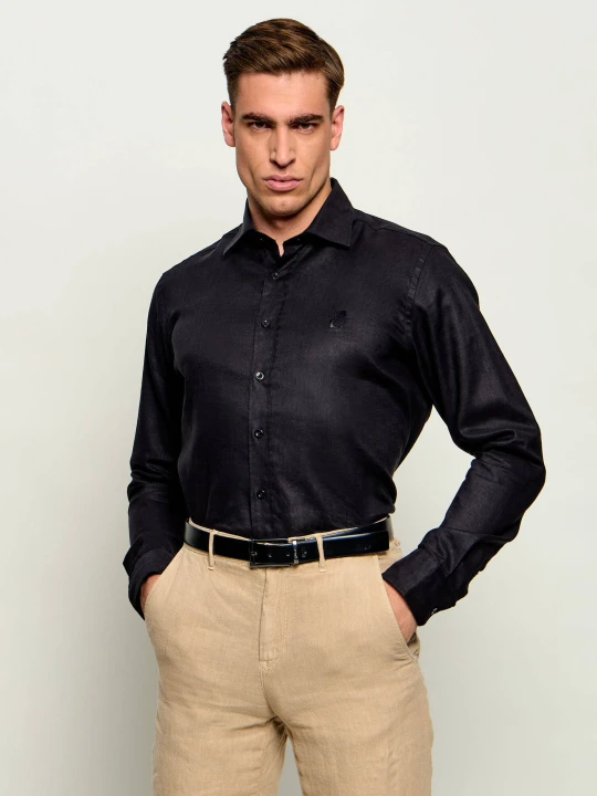 Zdjęcie produktu Karl Lagerfeld Lniana koszula | Modern fit czarny