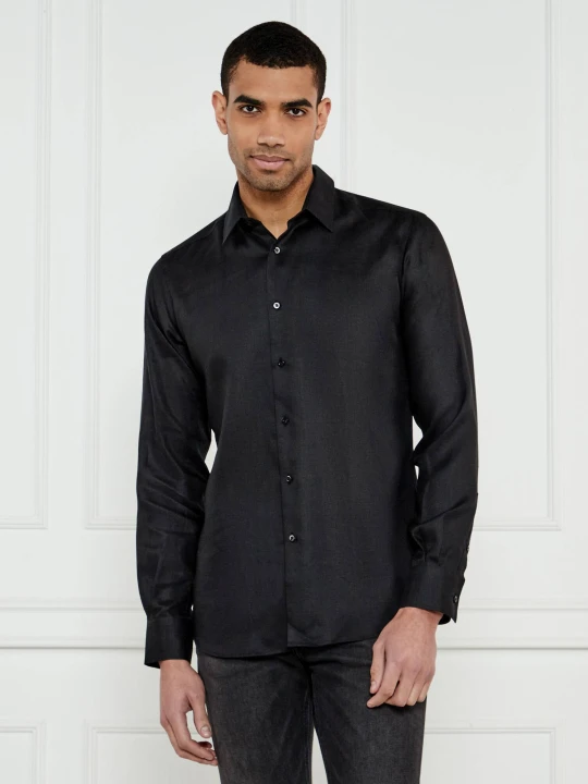Zdjęcie produktu Karl Lagerfeld Lniana koszula | Modern fit czarny