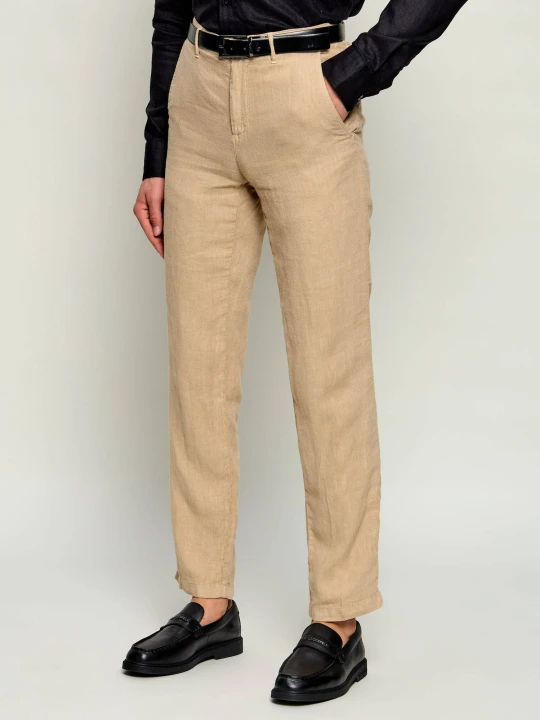 Zdjęcie produktu Karl Lagerfeld Lniane spodnie chino Kl-Chase | Regular Fit beżowy
