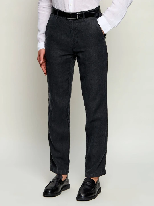 Zdjęcie produktu Karl Lagerfeld Lniane spodnie chino Kl-Chase | Regular Fit czarny