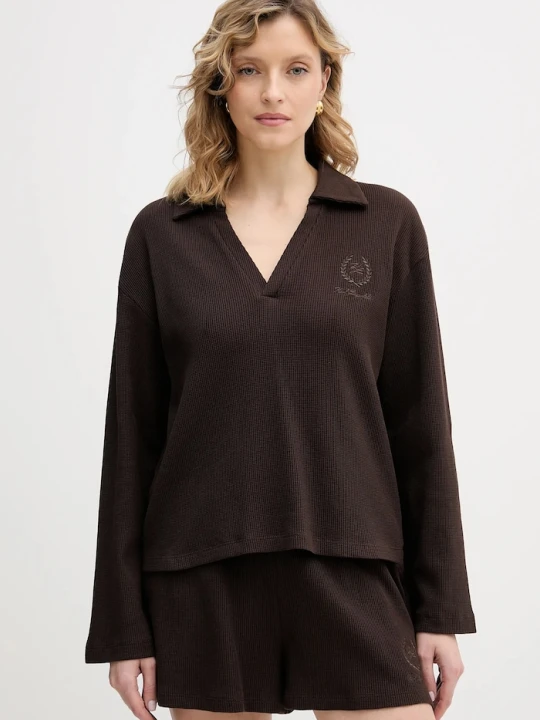 Zdjęcie produktu Karl Lagerfeld longsleeve bawełniany HOTEL KARL brązowy