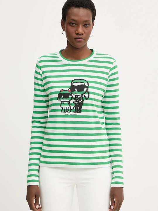 Zdjęcie produktu Karl Lagerfeld longsleeve bawełniany IKON zielony
