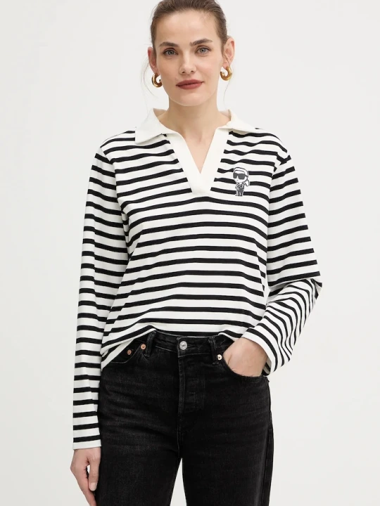 Zdjęcie produktu Karl Lagerfeld longsleeve bawełniany IKON beżowy