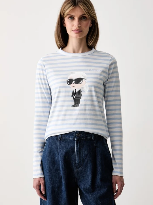 Zdjęcie produktu Karl Lagerfeld longsleeve damski bawełniany IKON niebieski