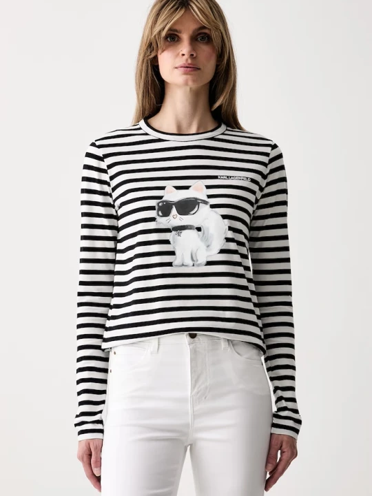Zdjęcie produktu Karl Lagerfeld longsleeve damski bawełniany IKON czarny