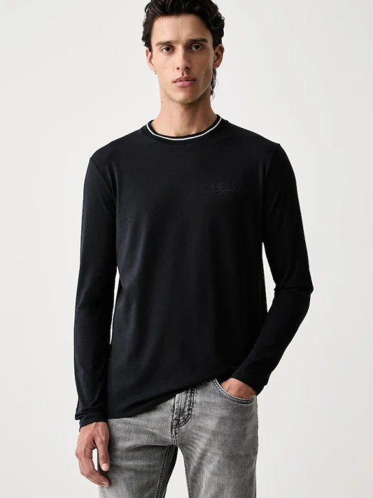 Zdjęcie produktu Karl Lagerfeld longsleeve męski bawełniany z elastanem granatowy