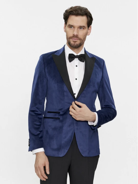 Zdjęcie produktu KARL LAGERFELD Marynarka 155270 541009 Granatowy Slim Fit