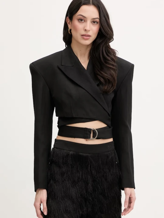 Zdjęcie produktu Karl Lagerfeld marynarka damska z lnu Karl Lagerfeld Studio czarny